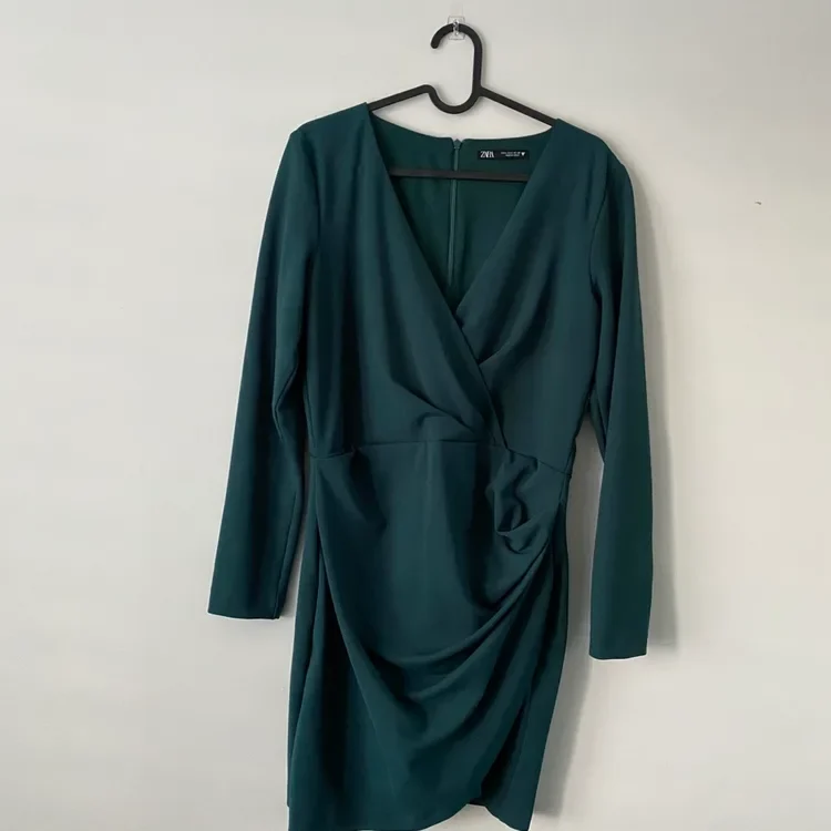Zara Emerald Green Wrap Mini Dress – New, Size L - photo 3