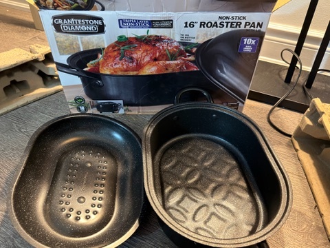 Grainstone Diamond 16" Nonstick Roaster Pan with Dome Lid - photo 4