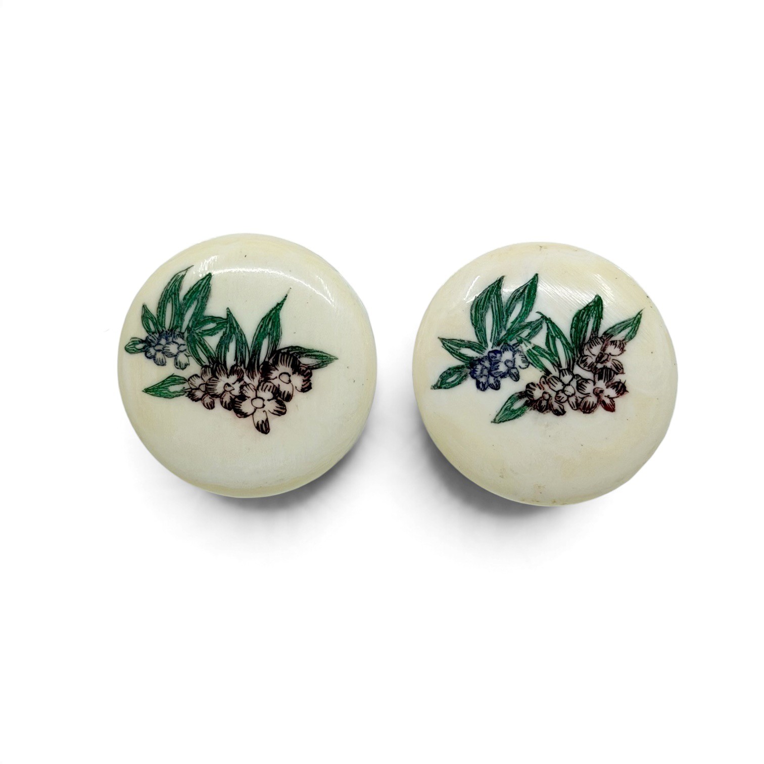 Vintage Japanese hand painted bone earrings - GM1104