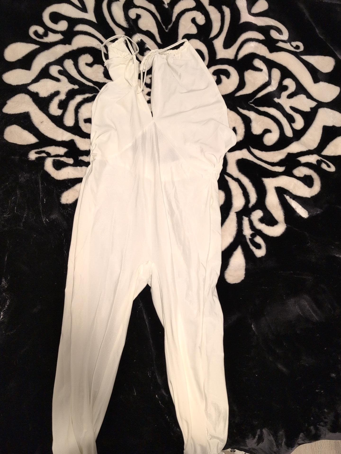 White Halter Wide-Leg Jumpsuit