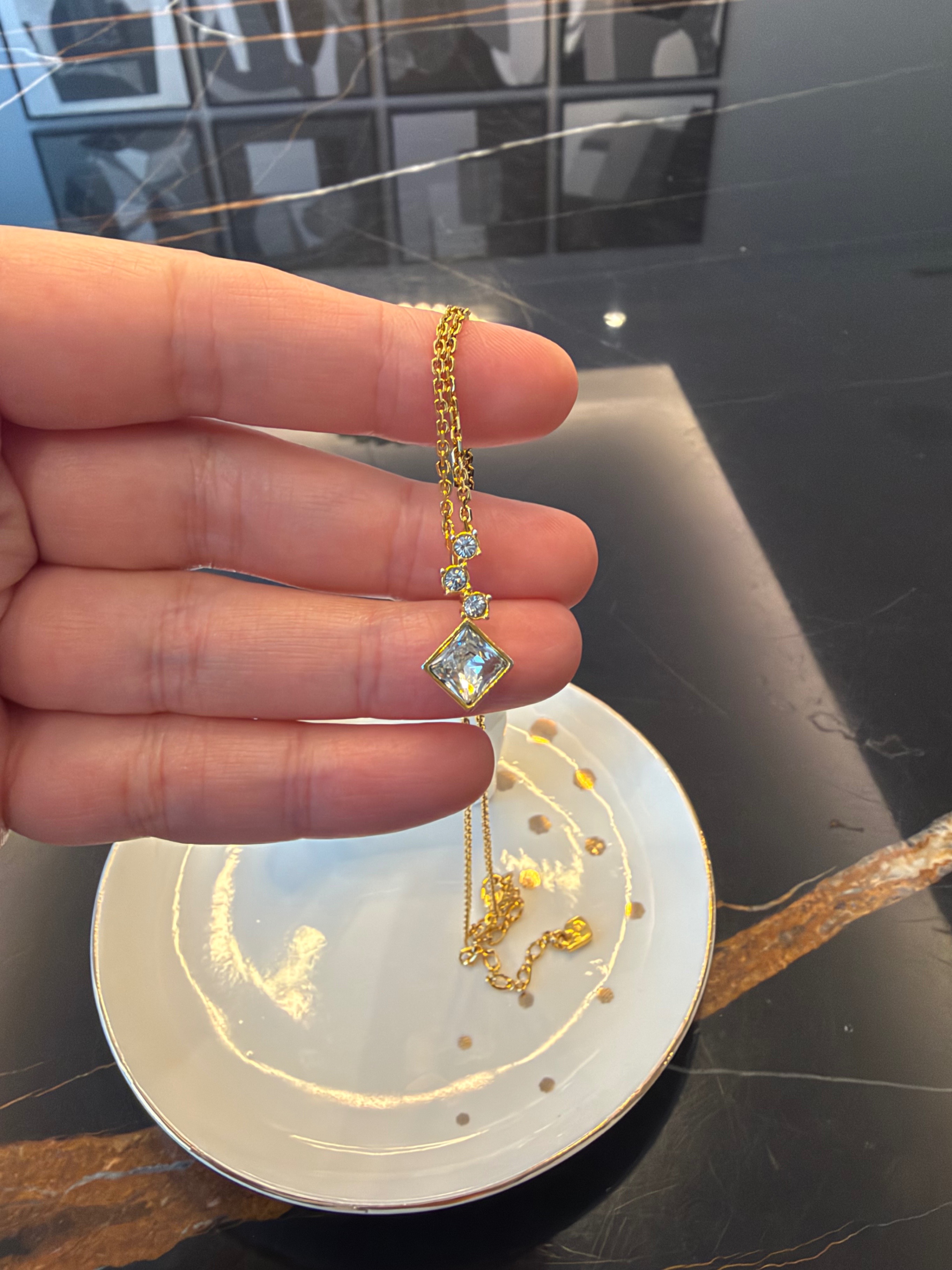 Swarovski Gold Tone Crystal Pendant Necklace - photo 4