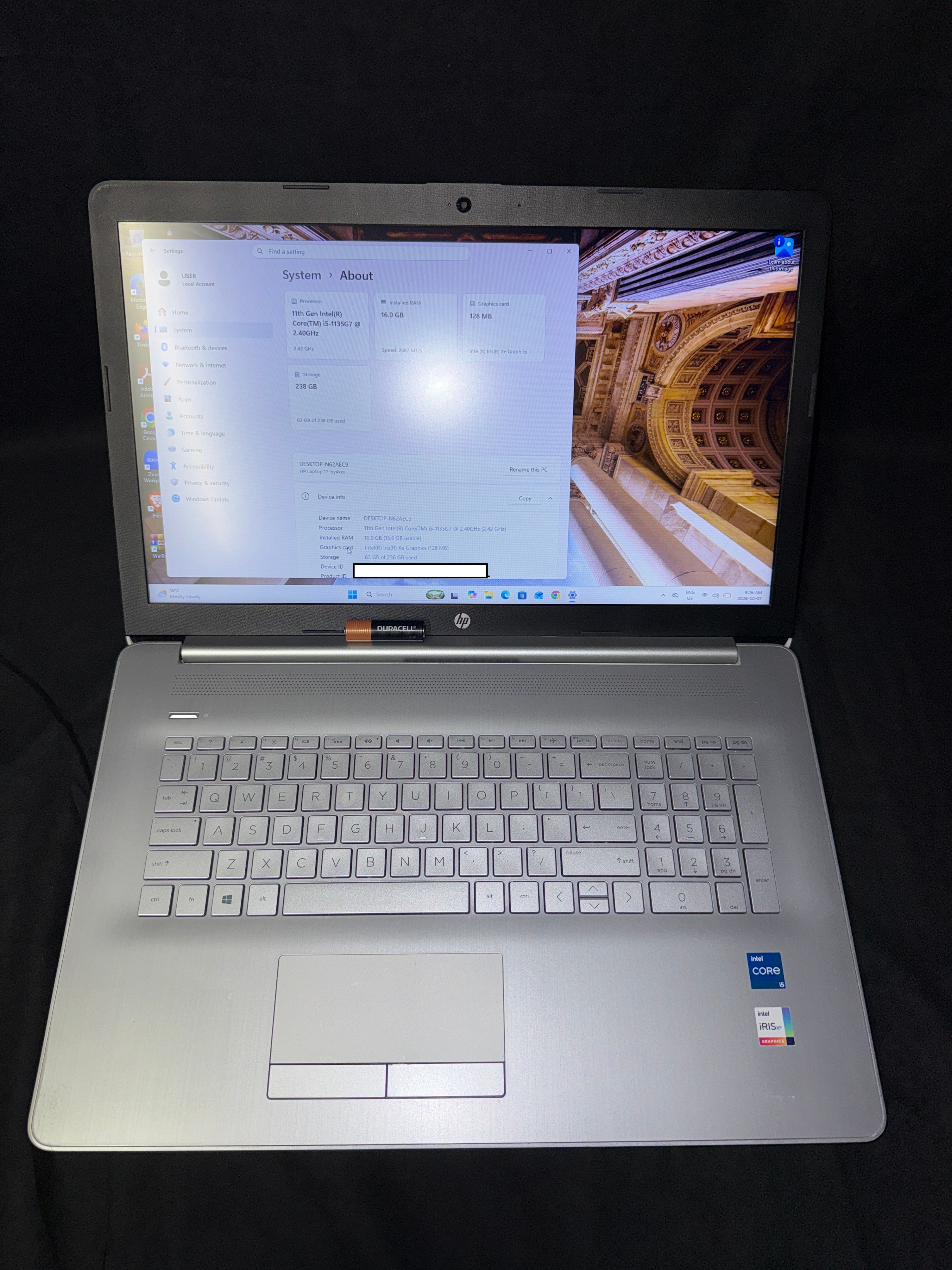 REFURBISHED  As is - HP 17 Laptop i5 11th Gen 16GB RAM 238GB SSD