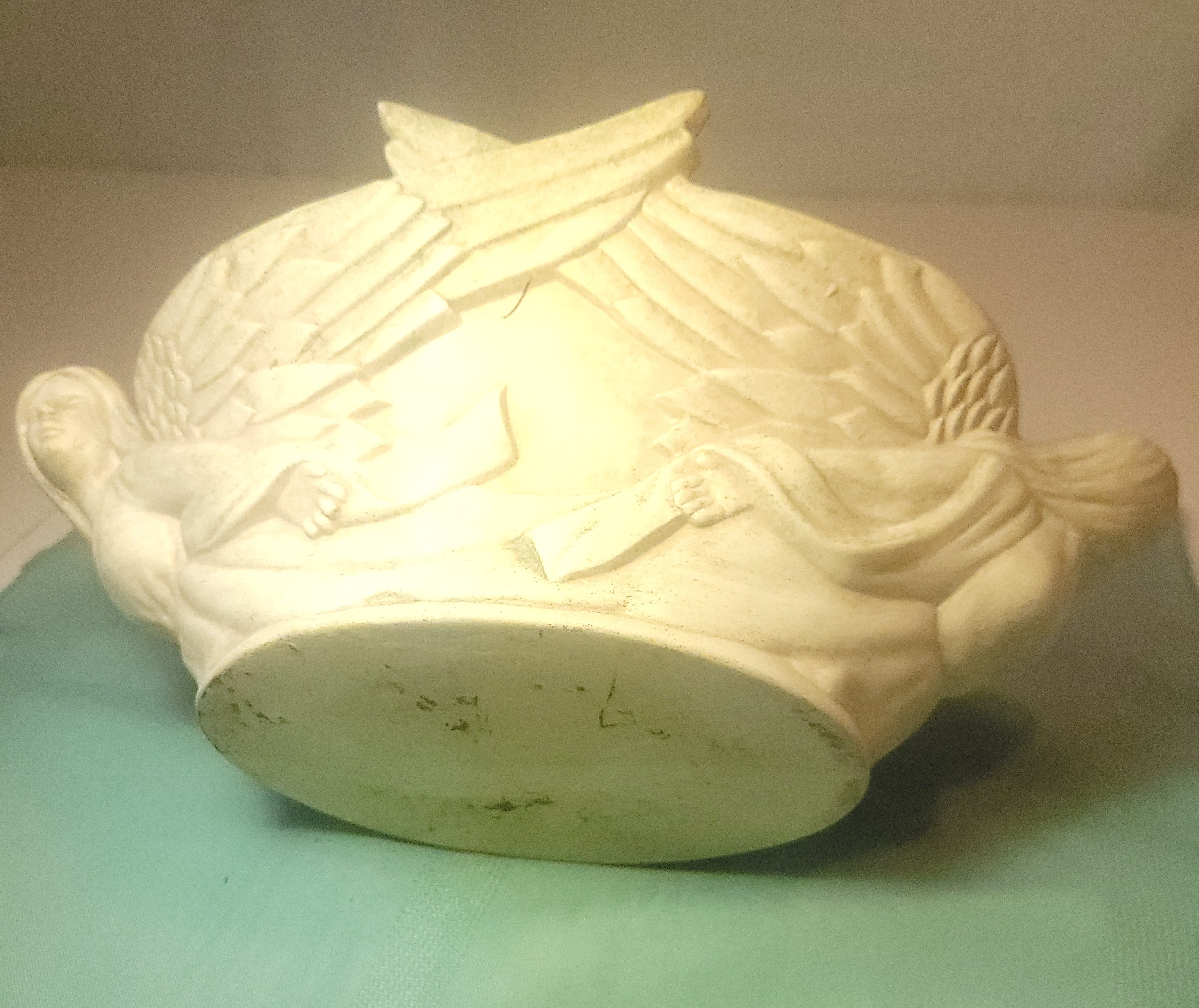 Angel Wings Centerpiece Bowl Planter Vase White Resin Ceramic - photo 5