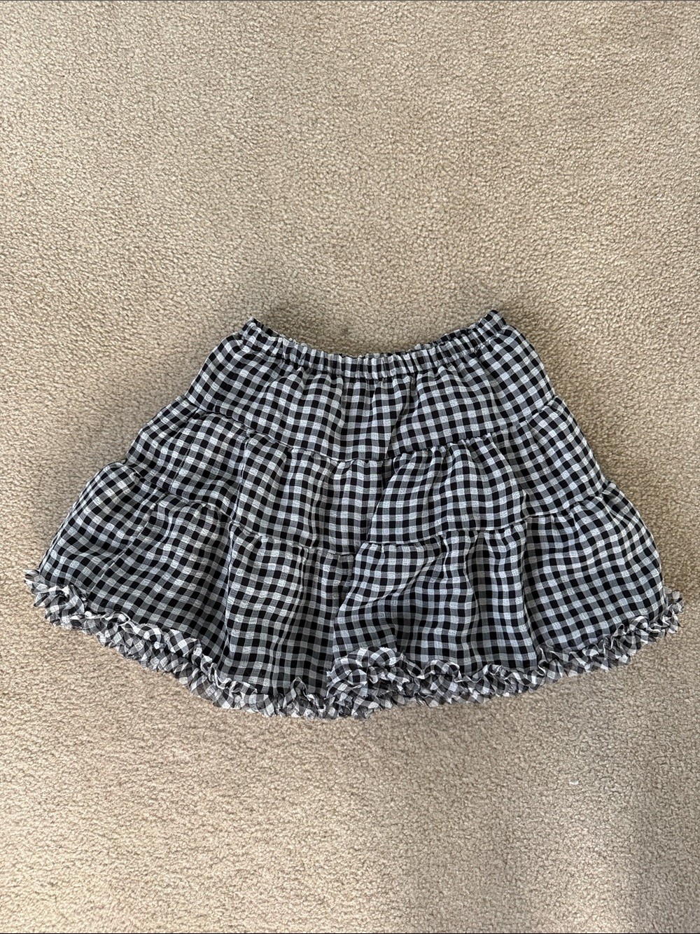 Gingham Tiered Bubble Skirt in Black & White