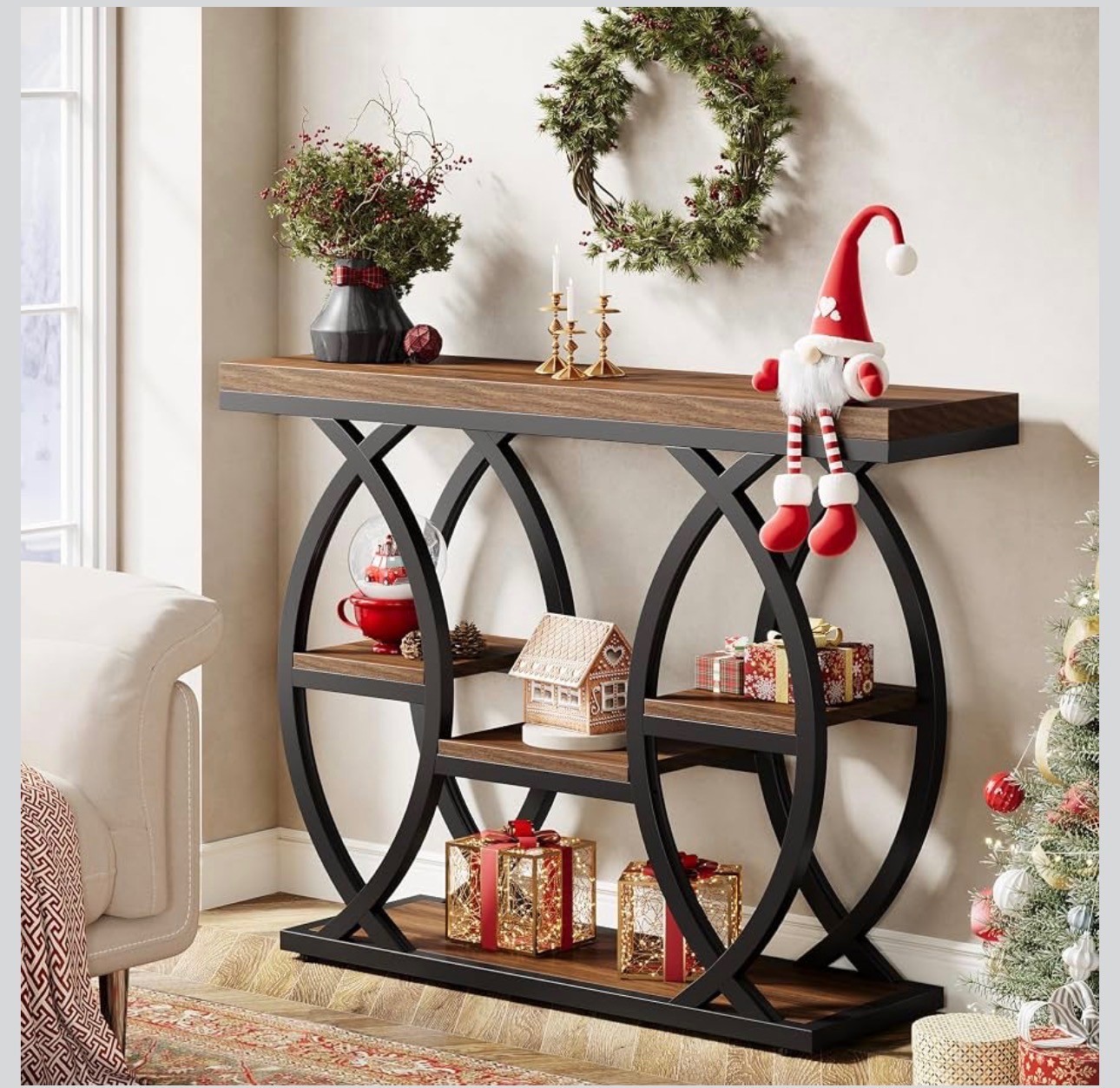 Console Table / Entryway Table – Circle Metal Frame – Brand New