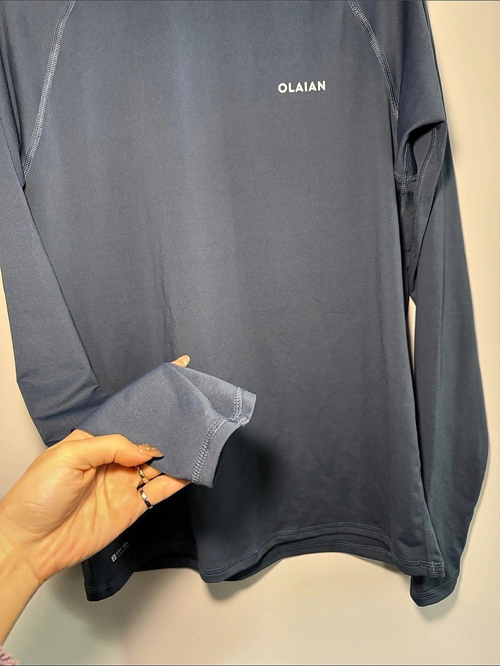OLAIAN Men's Long-Sleeved Surfing Rash Guard 100 Blue - photo 3