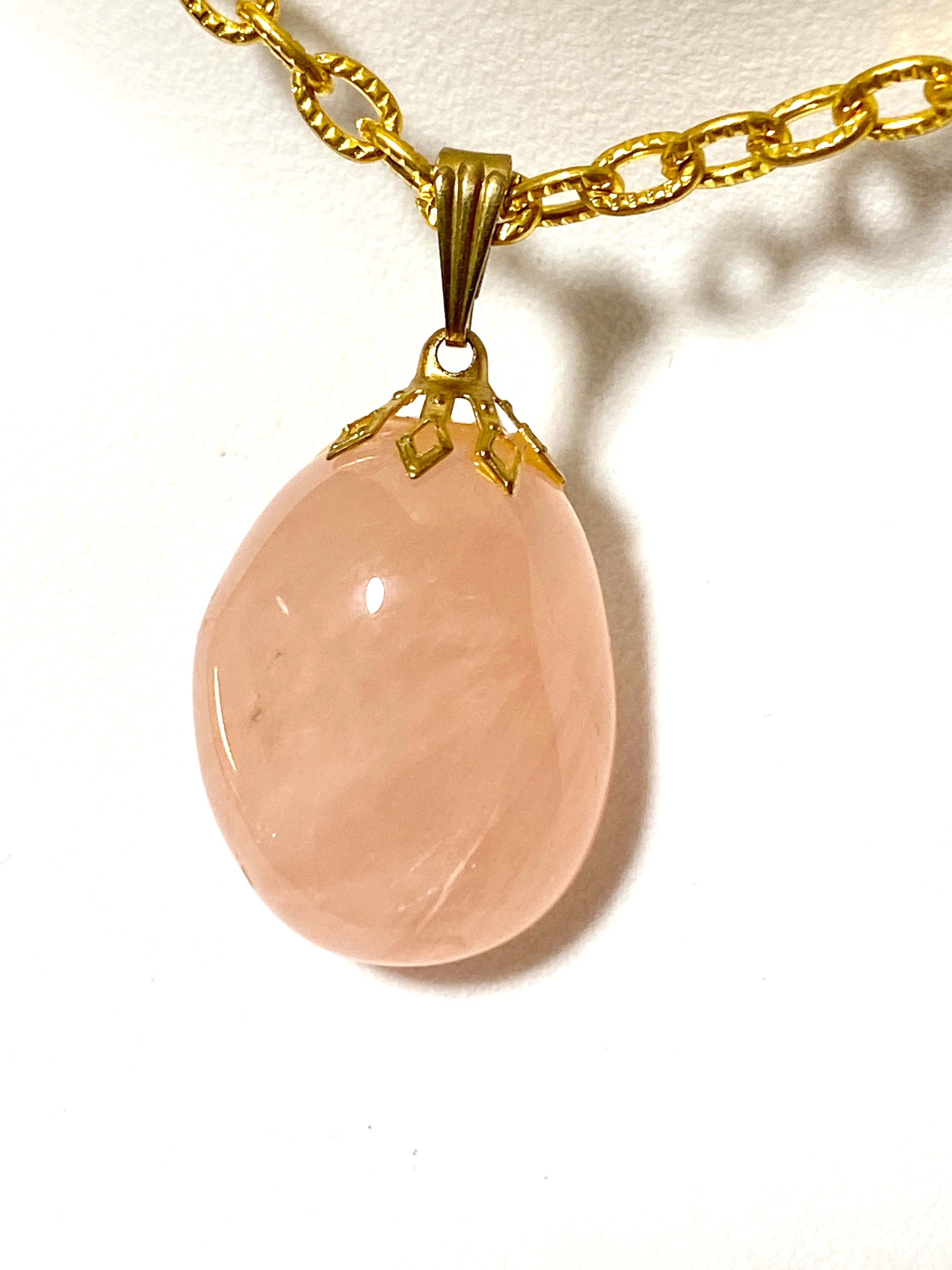 Large Rose Quartz Pendant, 10K Gold Plated - photo 3