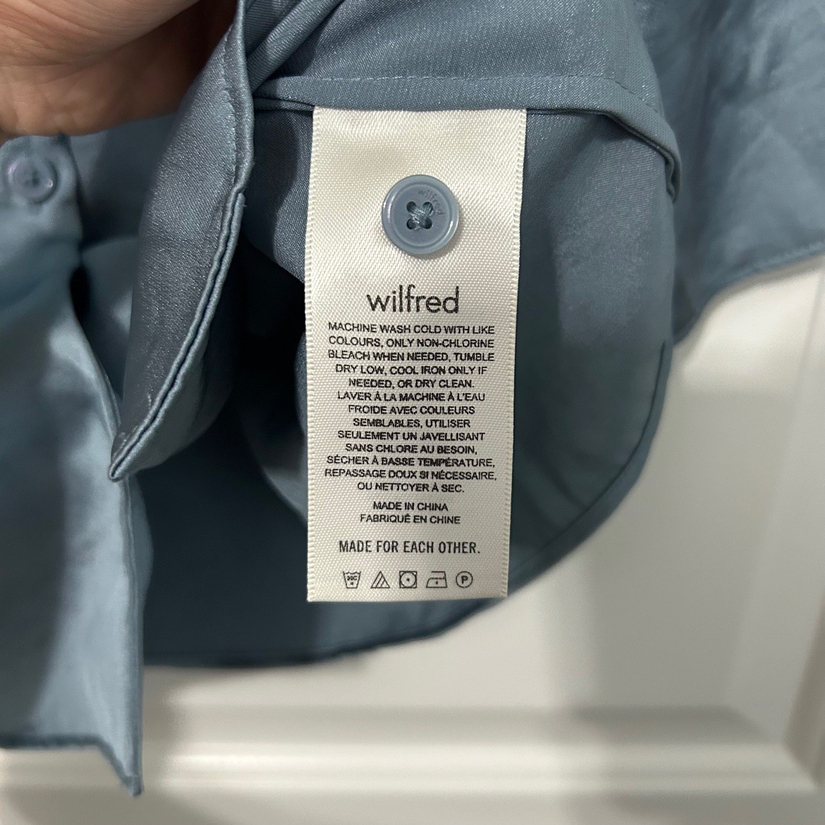 Wilfred Slate Blue Satin Shirt – 2XS, Like New - photo 4
