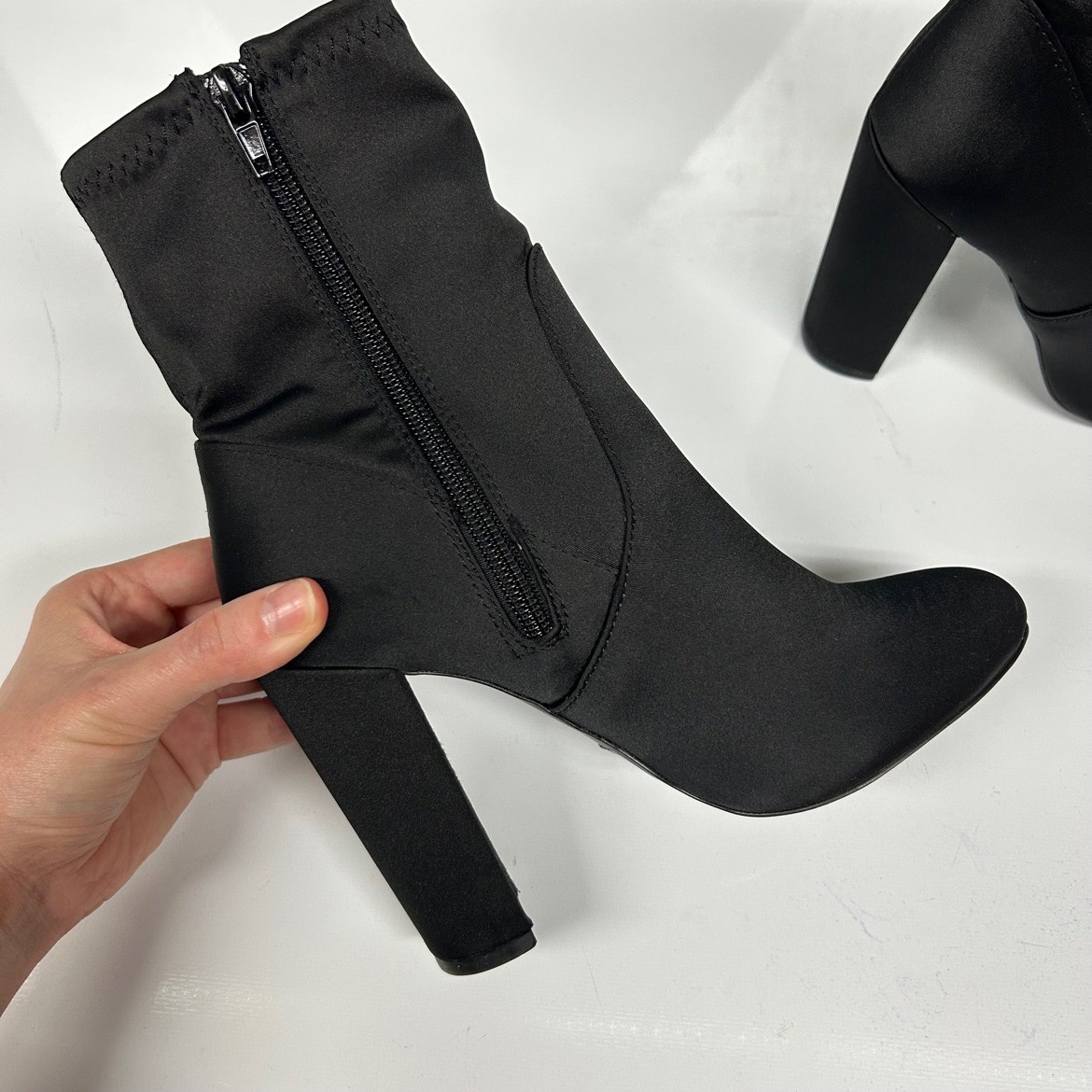 Call It Spring Black Satin Sock Booties – US 5, Like New - photo 3