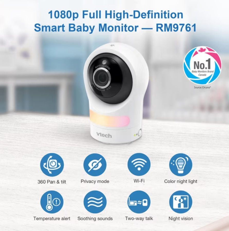 VTech RM9761 Pan & Tilt Smart 1080p Baby Monitor - photo 2