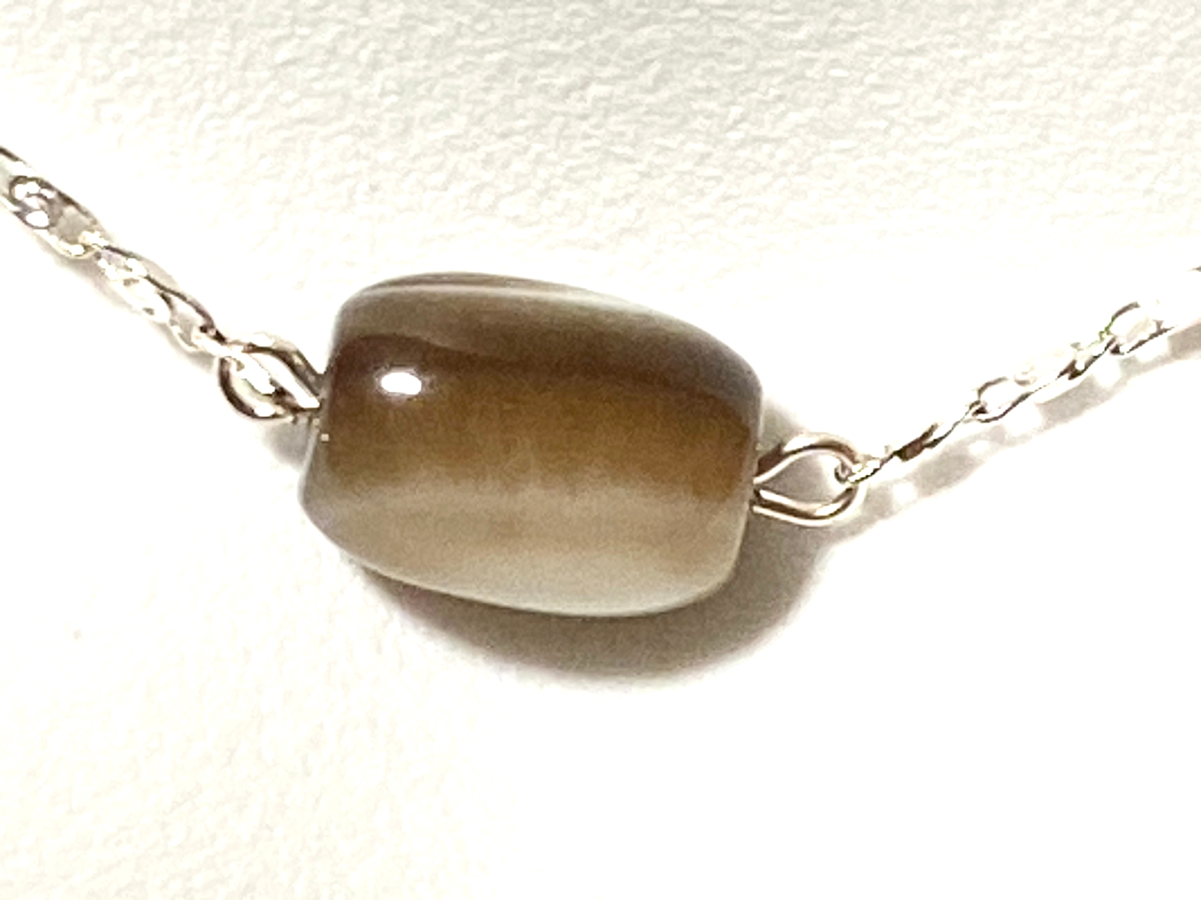 Natural Botswana Agate Short Necklace, Stainless Chain - photo 3