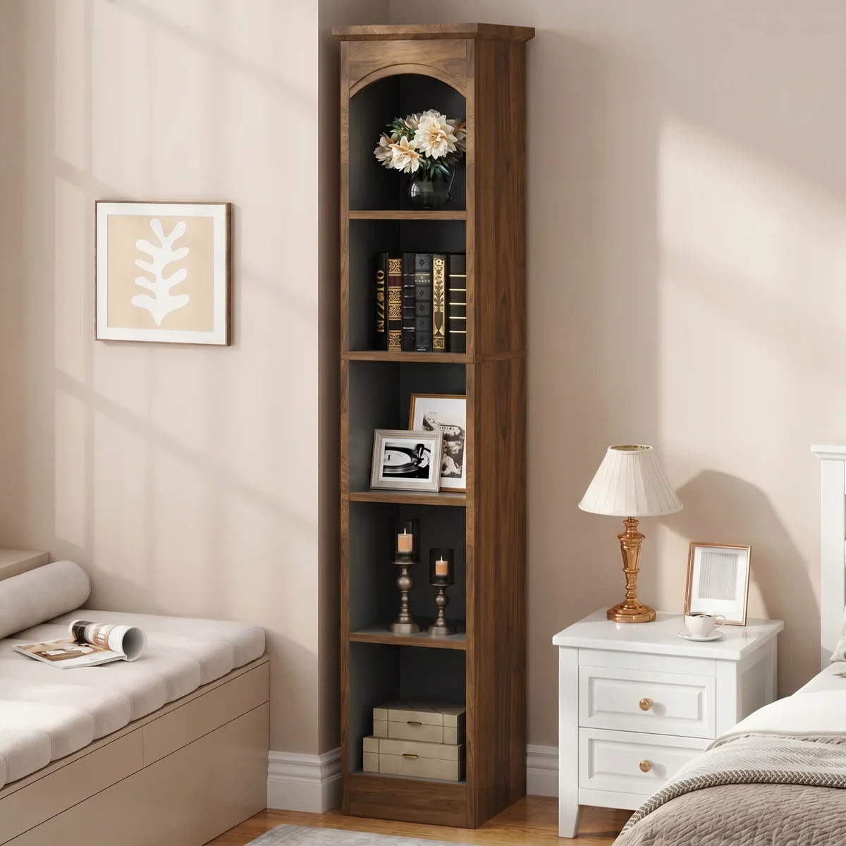 Tall Wooden Narrow Bookcase - photo 3