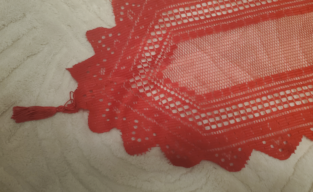 Elegant Red Lace Christmas Table Runner (43" x 13") - photo 4