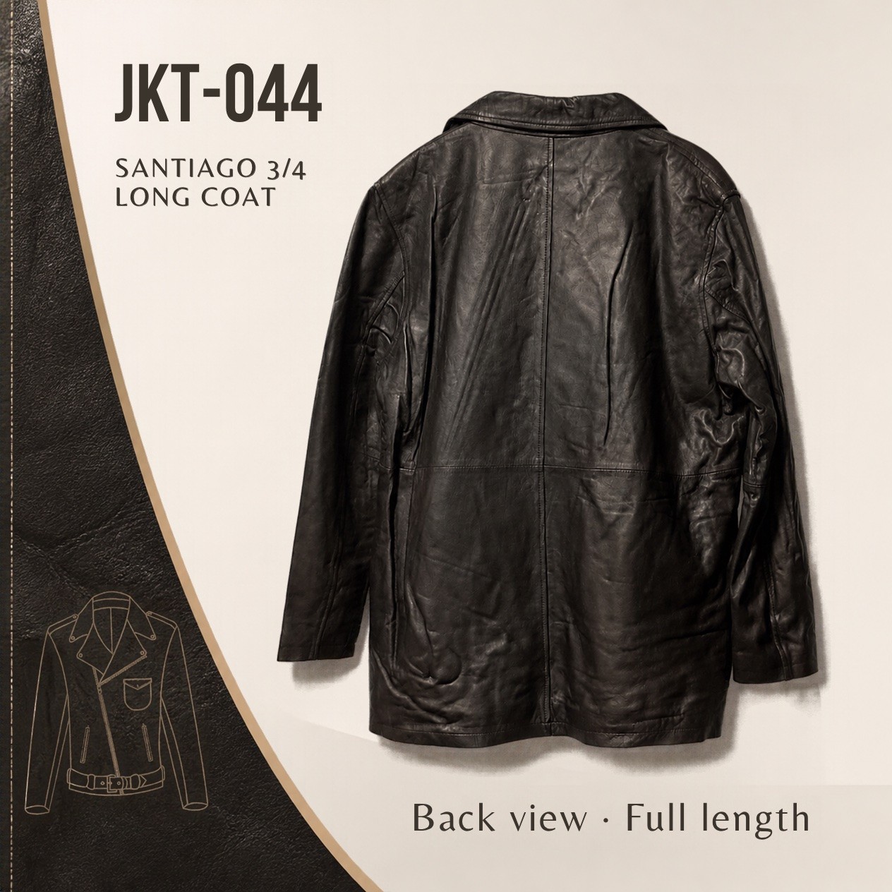 JKT-044 — Men's Santiago 3/4 leather coat — brand new, size 3XL - photo 3