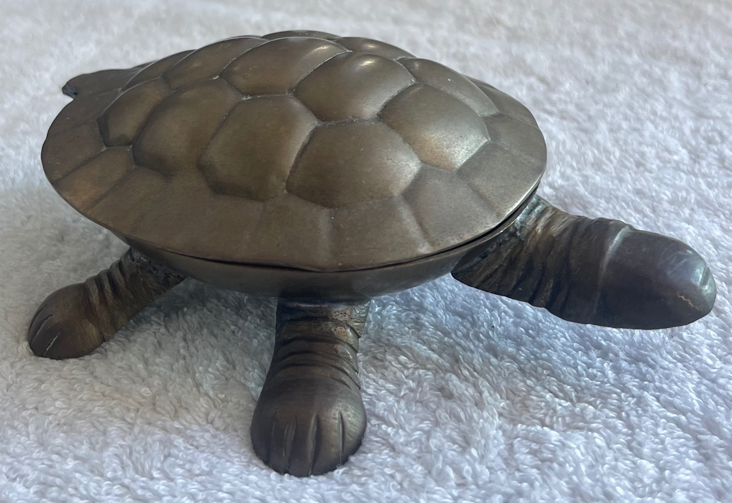 Vintage Solid Brass Turtle Trinket Dish (India)