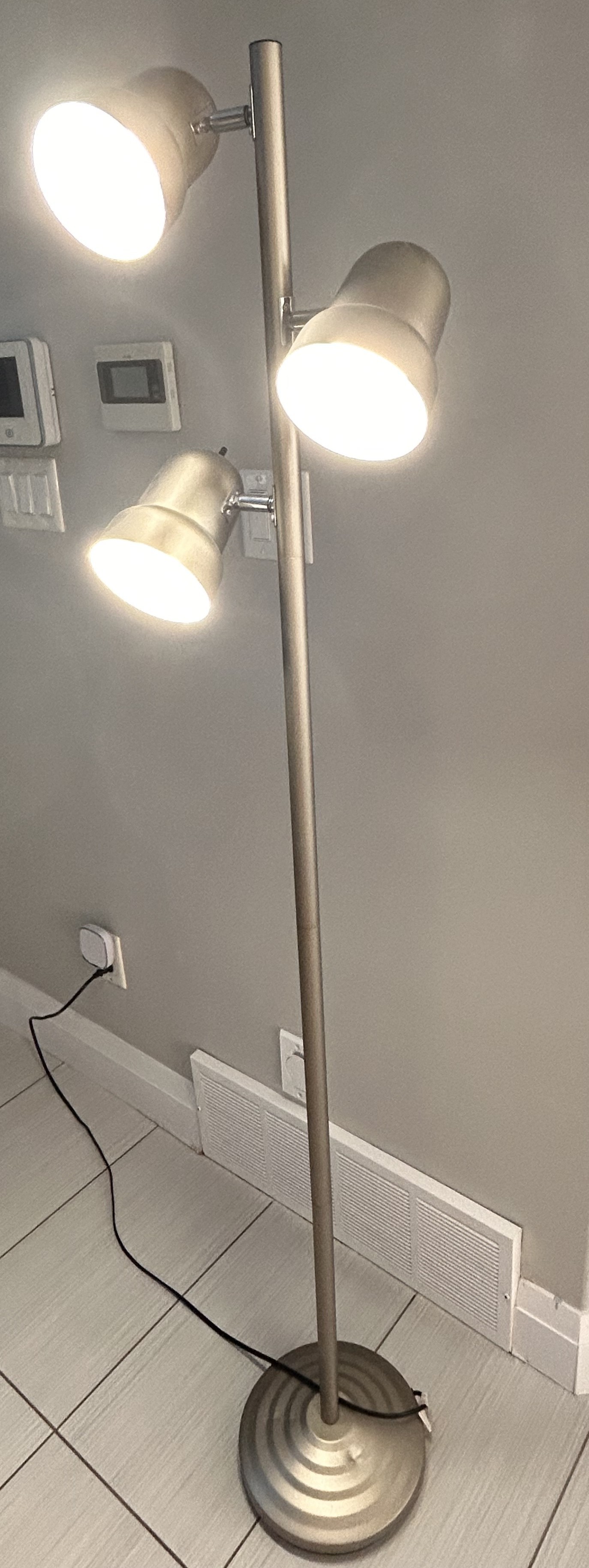 Brushed Nickel Three-Light Floor Lamp