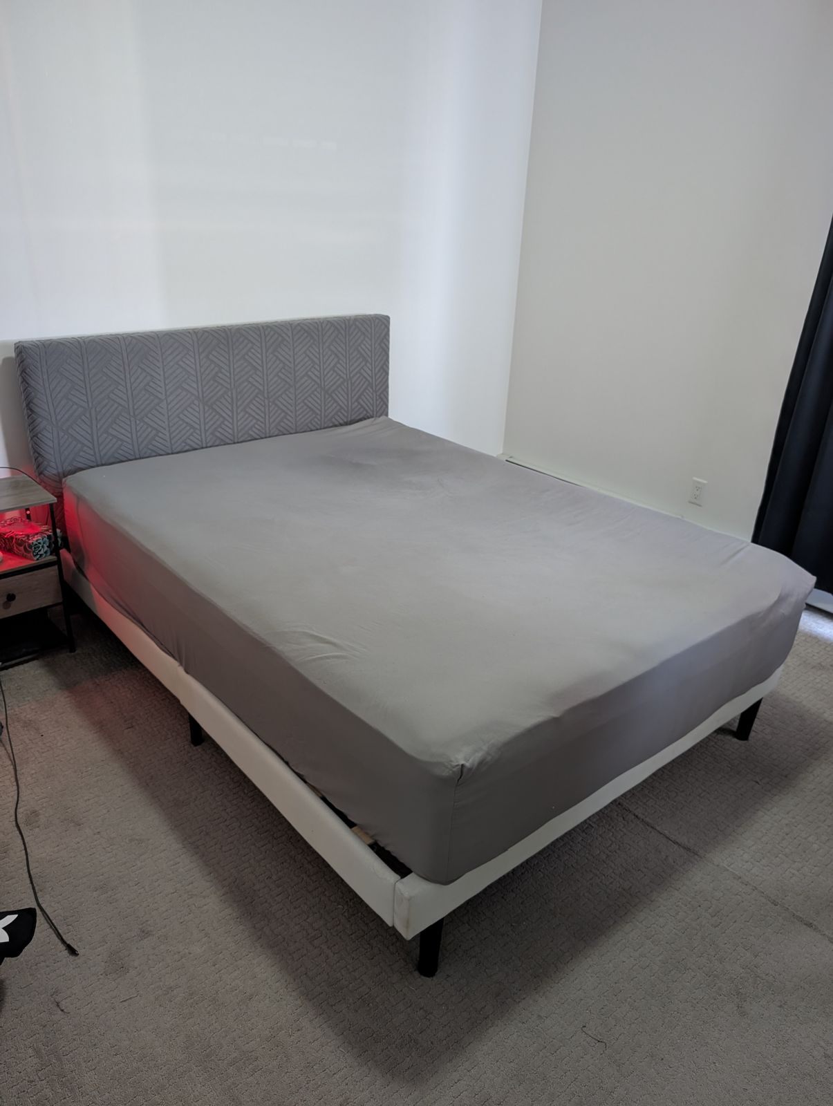 Queen Bed Frame w/ Upholstered Headboard + Mattress – Make Offer
