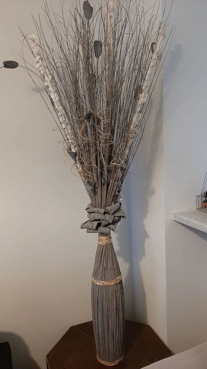 Tall Decorative Floor Vase with Dried Floral Arrangement - photo 3