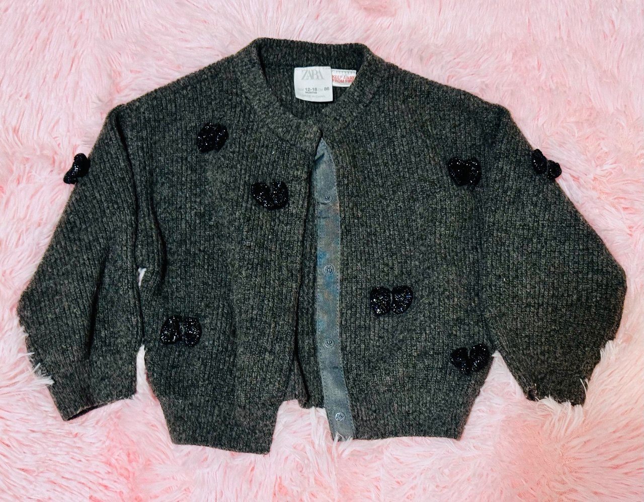 Zara Grey Button-Up Cardigan, Size 12-18 Months