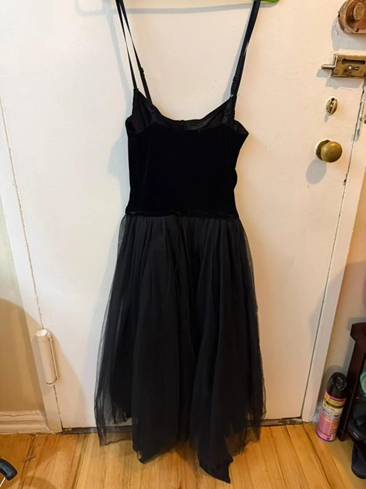 Black Tulle Midi Dress Spaghetti Strap - Size S - photo 2