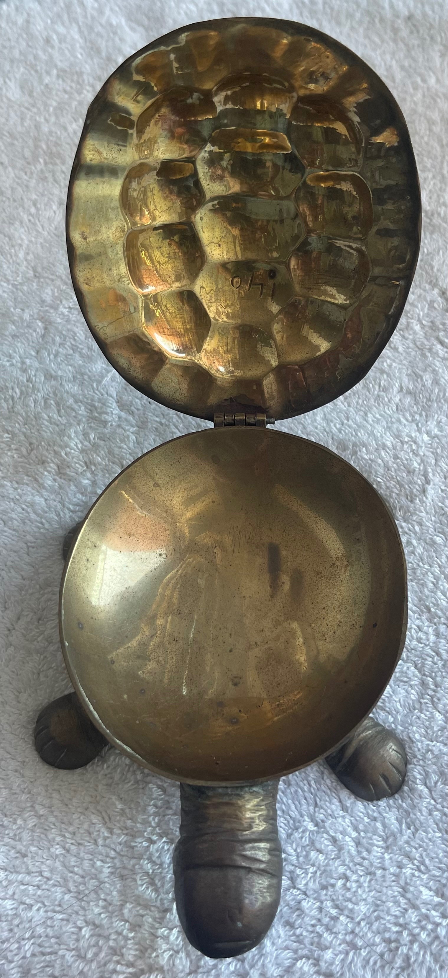 Vintage Solid Brass Turtle Trinket Dish (India) - photo 3
