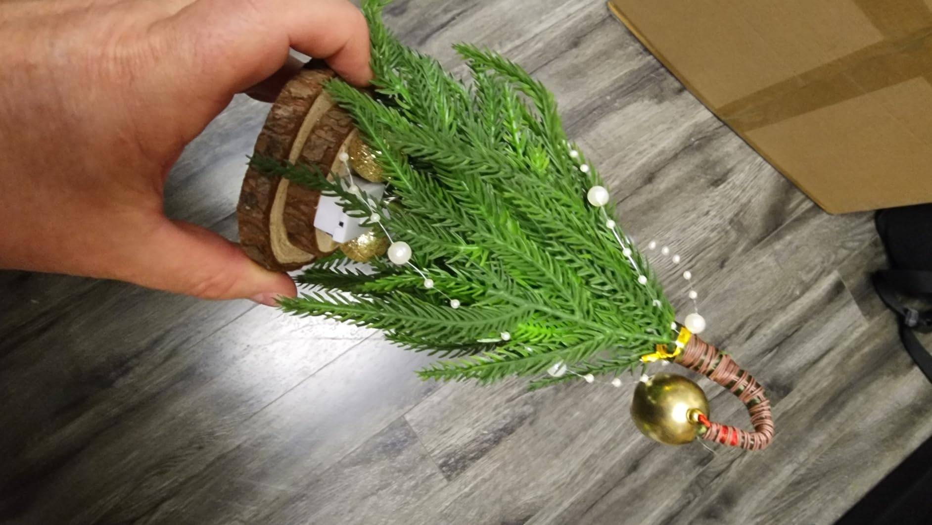 Brand New Mini Desktop Christmas Tree with Lights & Bells (20cm) - photo 3