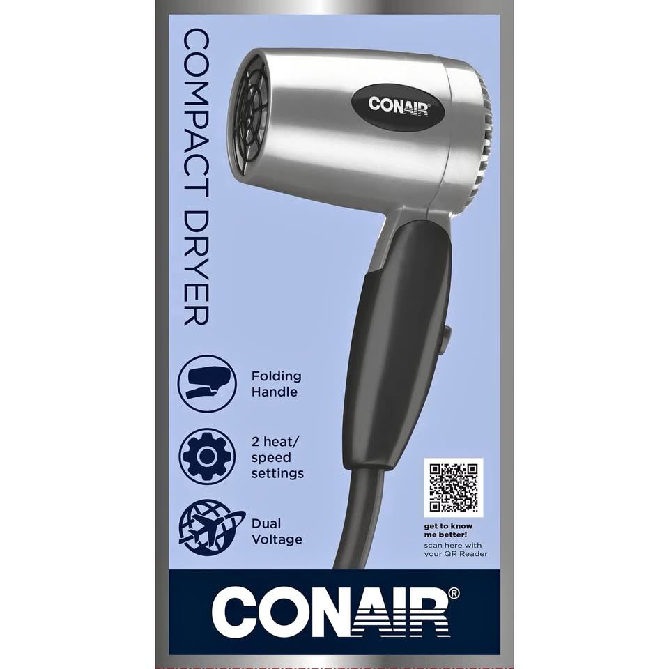 1600W Hair Dryer, Folding Handle, Dual Voltage (New)