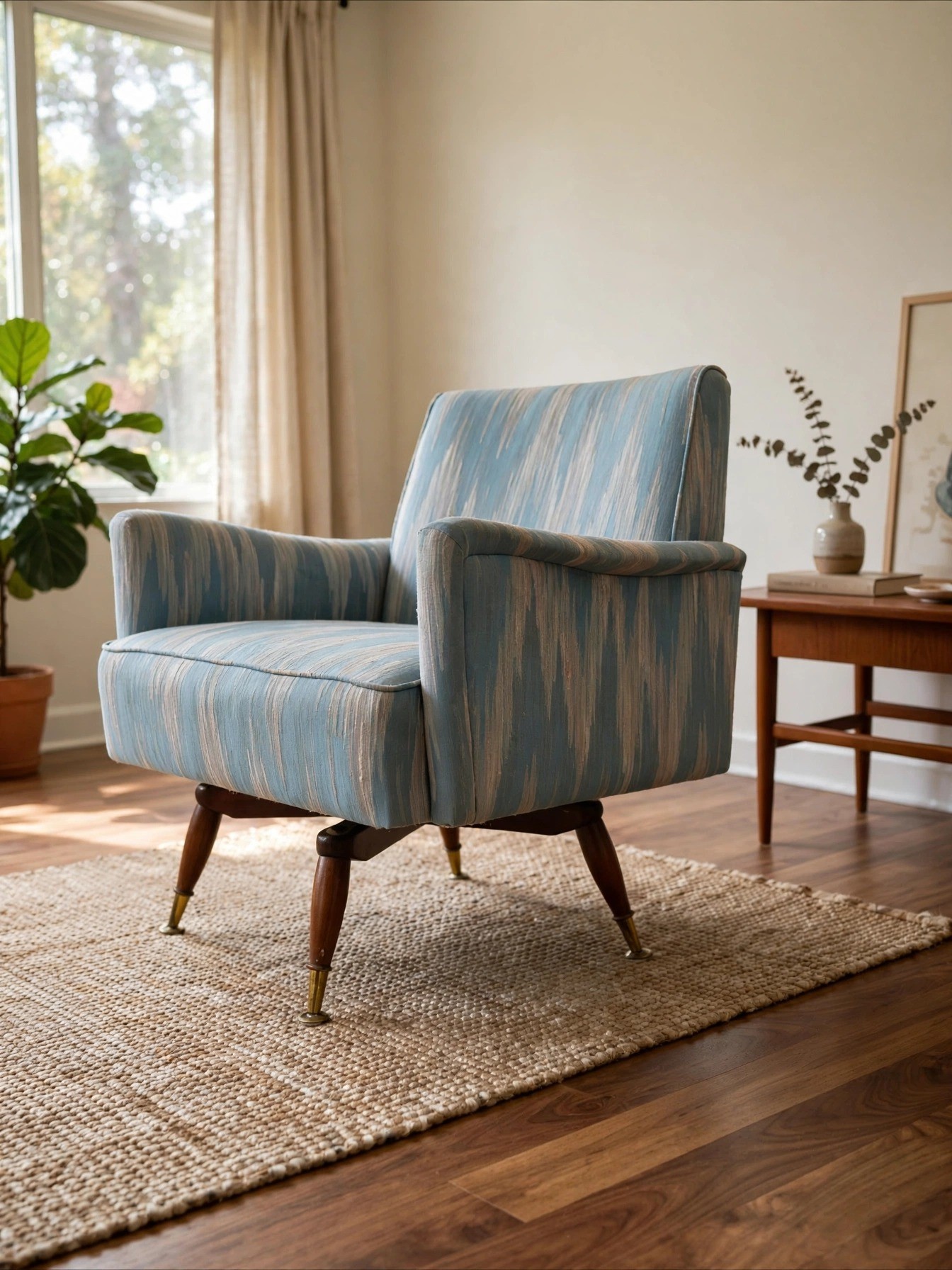 Vintage Mid-Century Modern Swivel Armchair Rocker