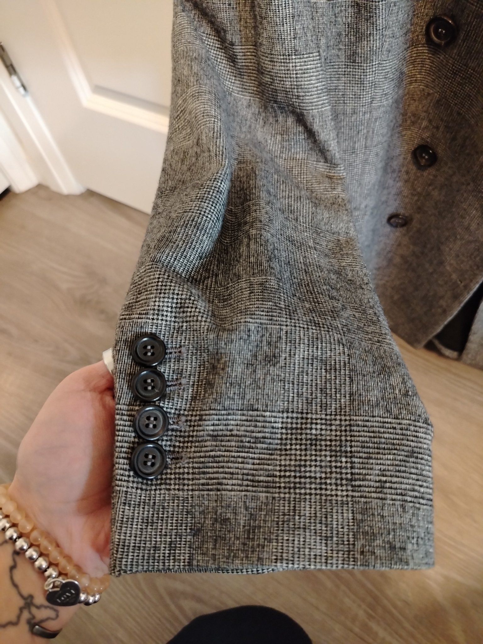 Zara Blazer – Grey Plaid, Double-Breasted, Size L - photo 5