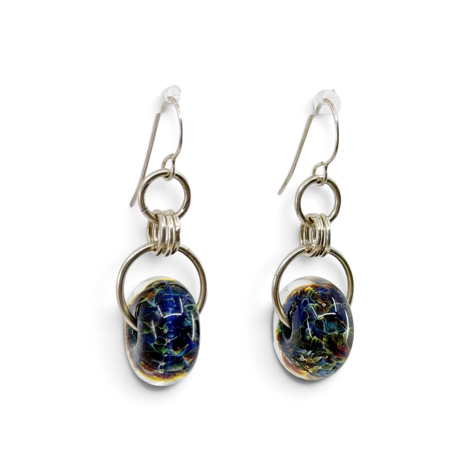Sterling silver Lamp work borosilicate glass bead earrings - photo 2