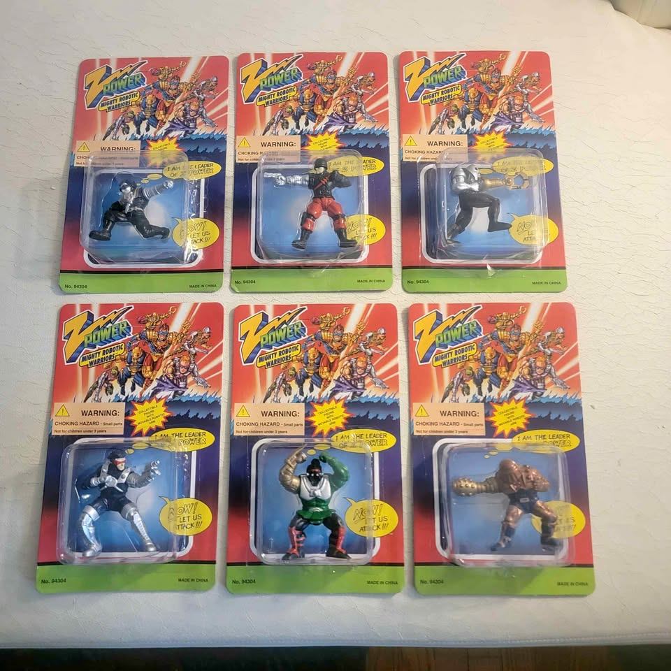 6 vintage Z Power Mighty Robotic Warriors action figures