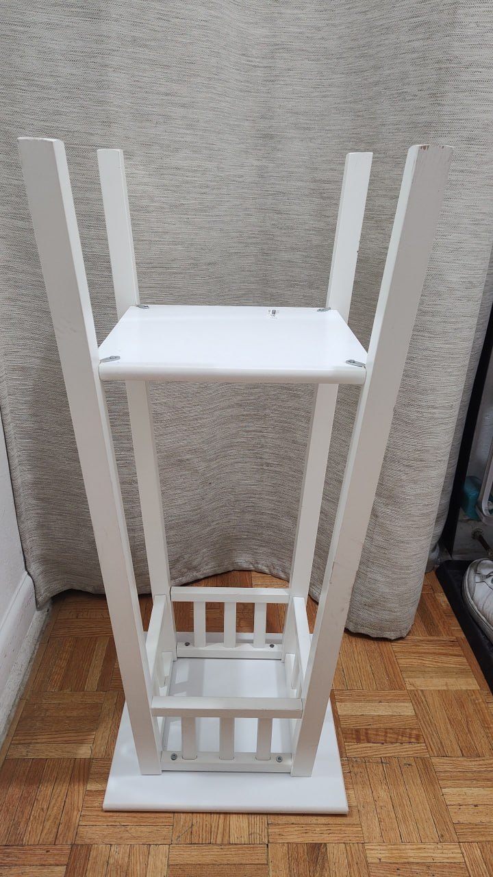 Vintage Style White Wooden Plant Stand & Accent Table - photo 4