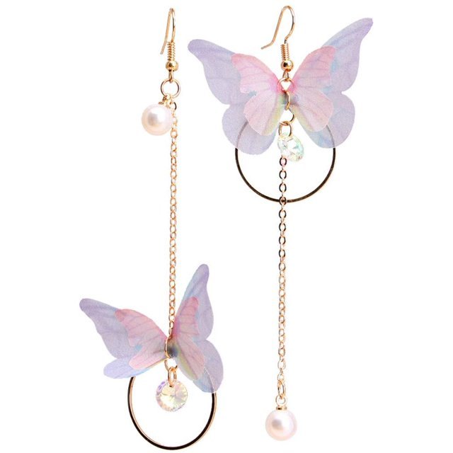 Butterfly Dangle Earrings with Pearls