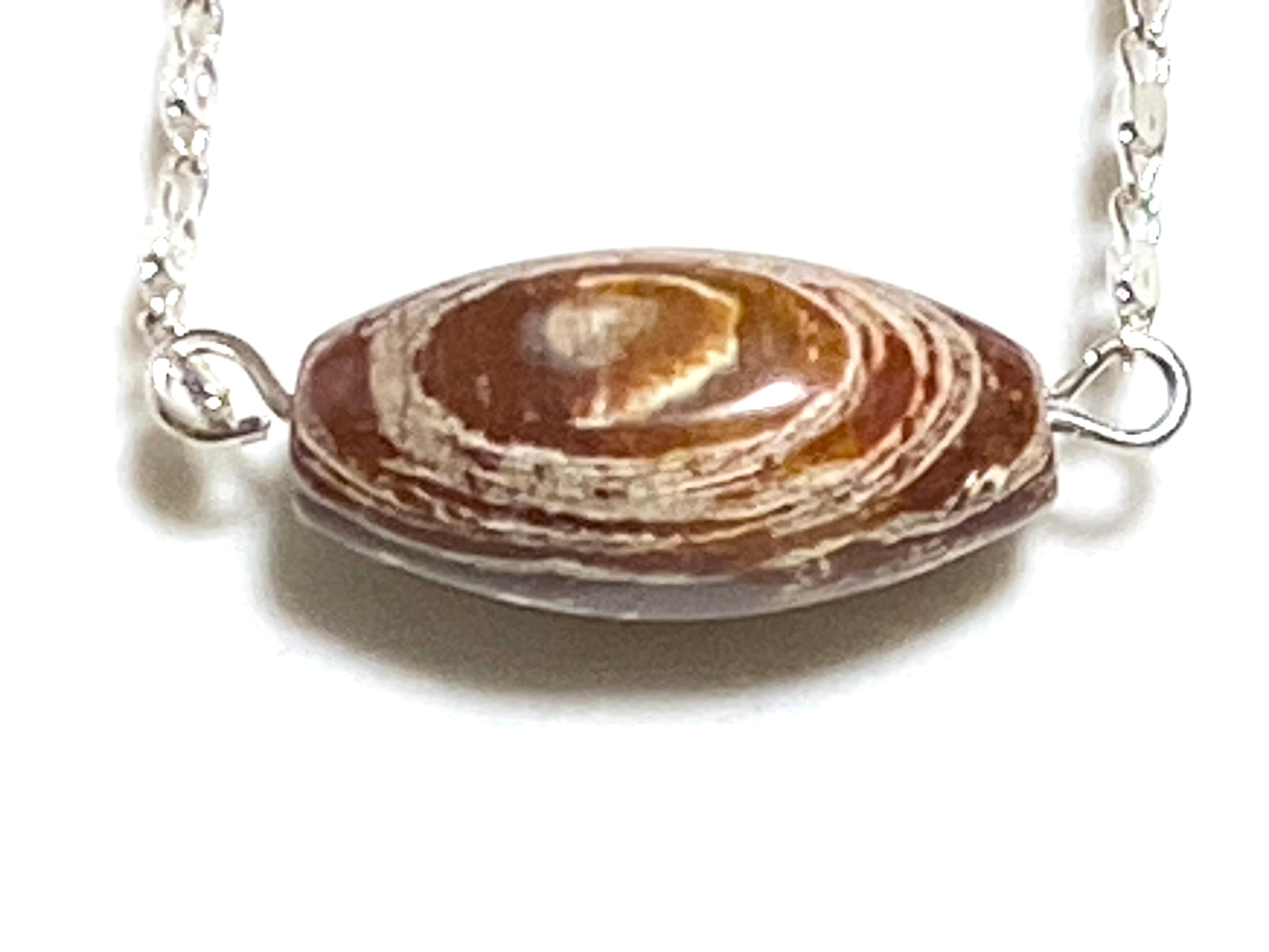 Earthy Convoluted Jasper Short Necklace, Stainless Chain - photo 3
