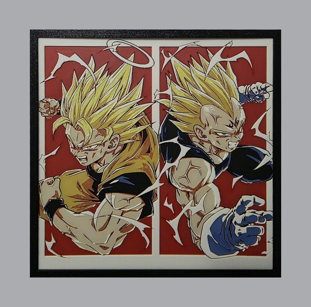 💥 Goku vs Majin Vegeta DBZ Textured Framed Wall Art Decor ⚡
