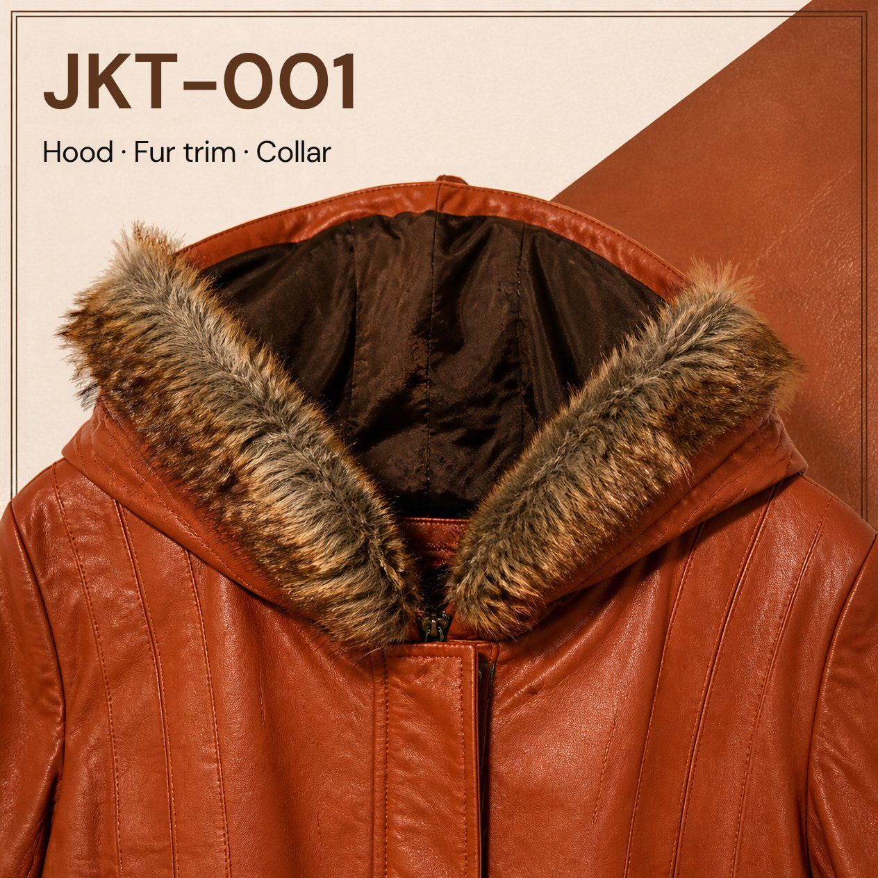 JKT-001 — Women's leather hooded long coat — brand new, size L - photo 3