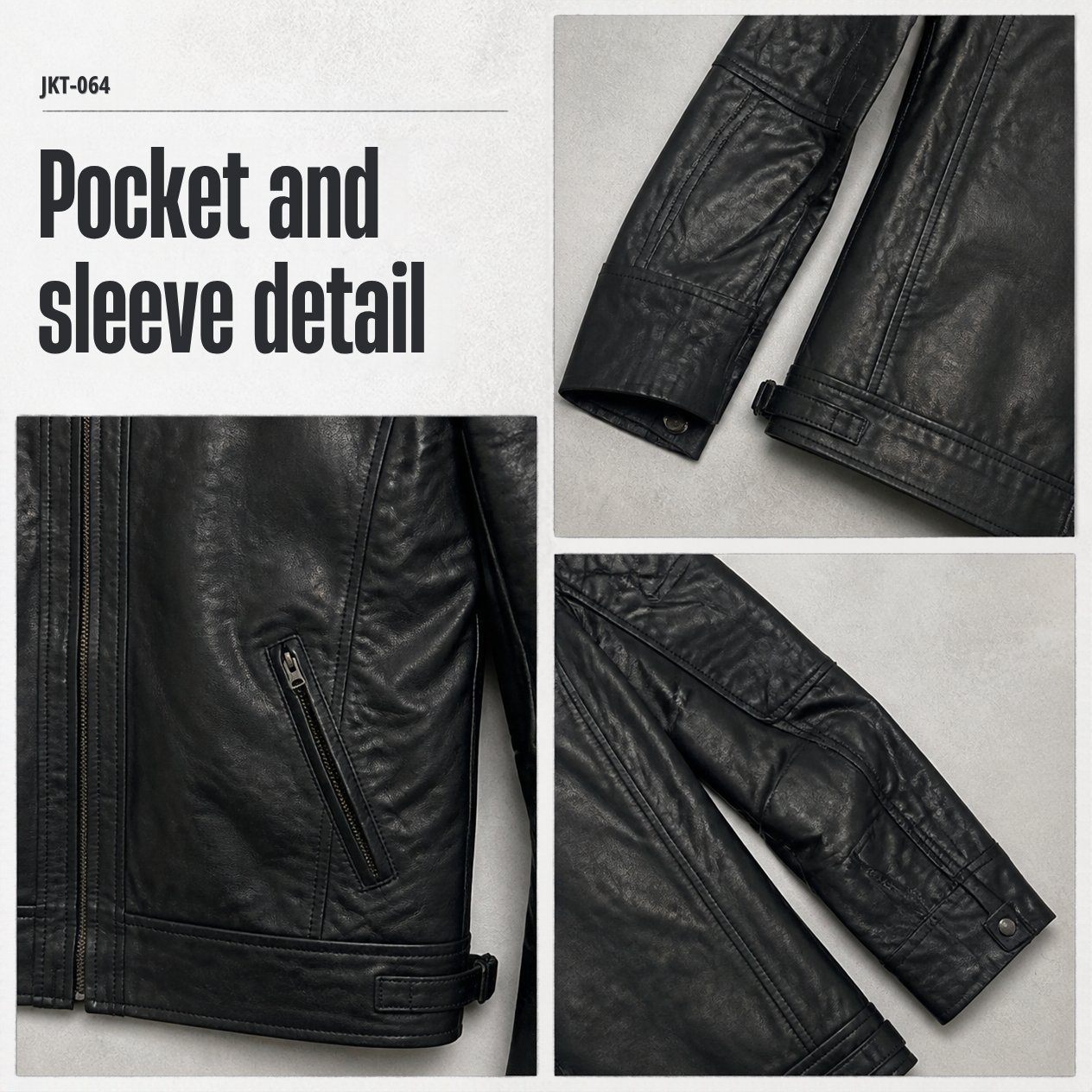JKT-064 — Men's leather moto jacket — brand new, size M - photo 5