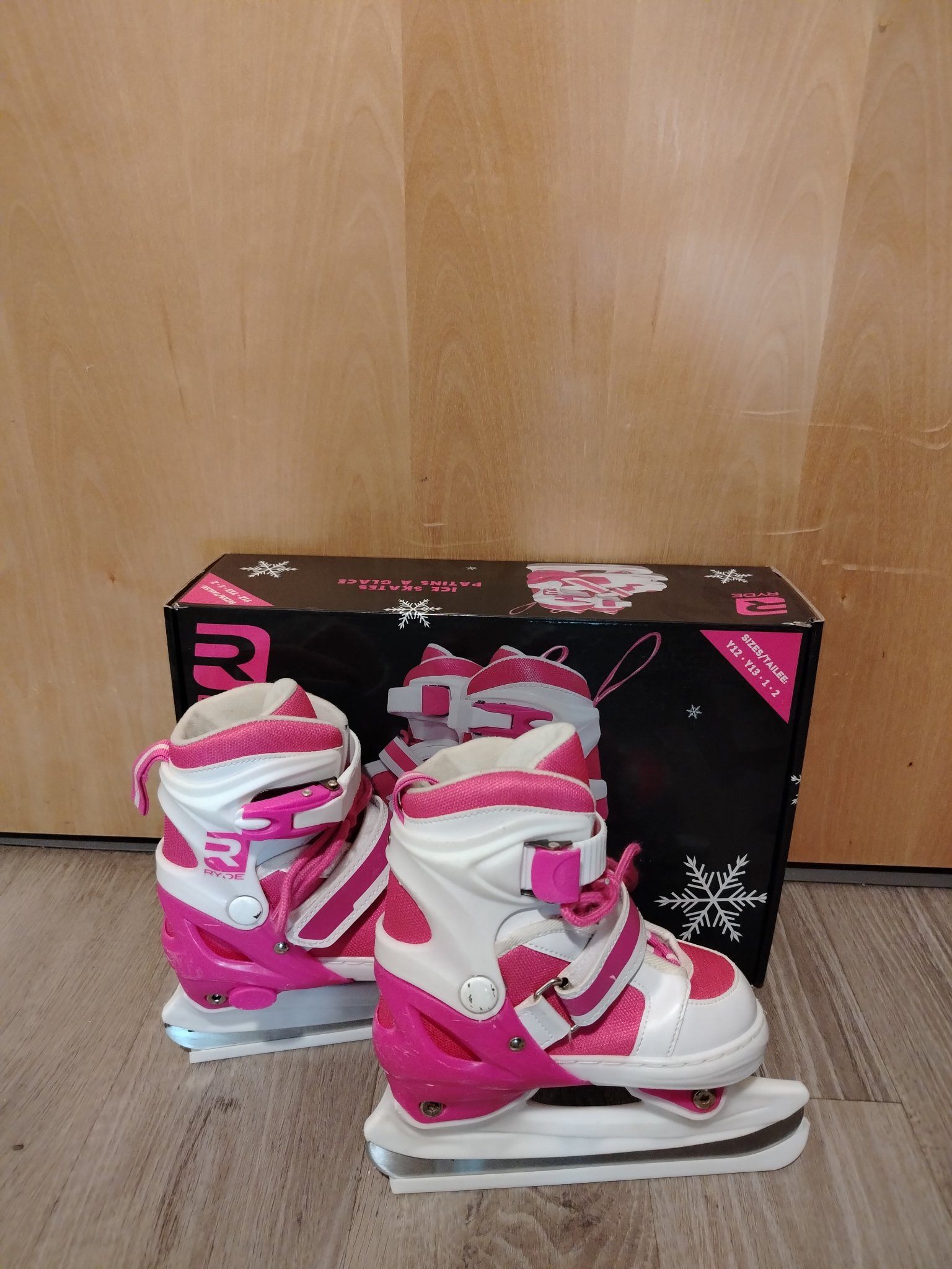 Kids Ice Skates - RYDE Adjustable (Youth Y12-2), Pink/White - photo 2