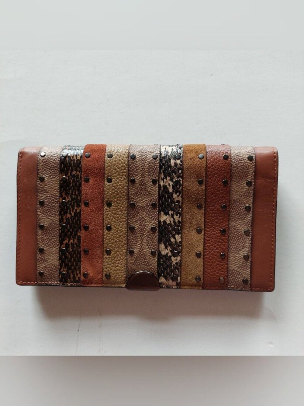 Coach Dreamer Signature Canvas Patchwork Stripes Wallet NWT