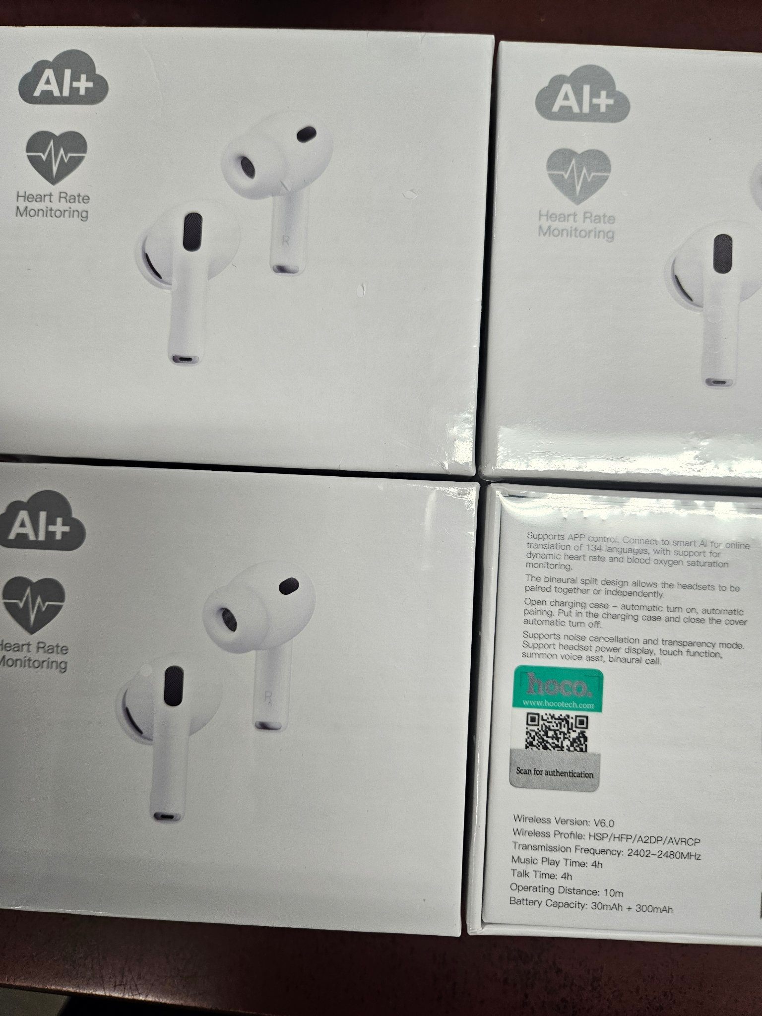 Hoco AI+ Wireless Earbuds with Heart Rate Monitor - Brand New