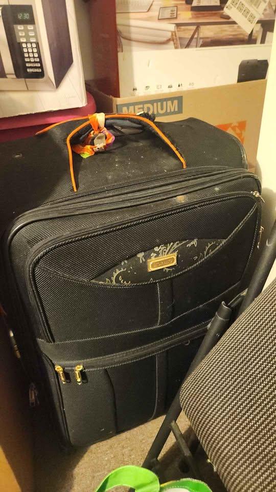 Black Checked Luggage Suitcase