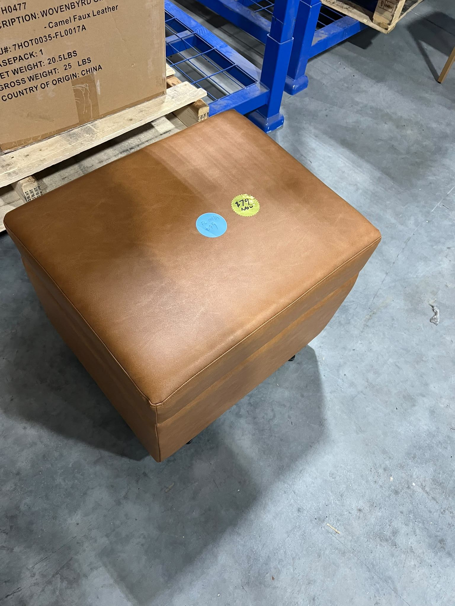 Gliding Ottoman $69 🛋️ Brand New – Camel Faux Leather - photo 2