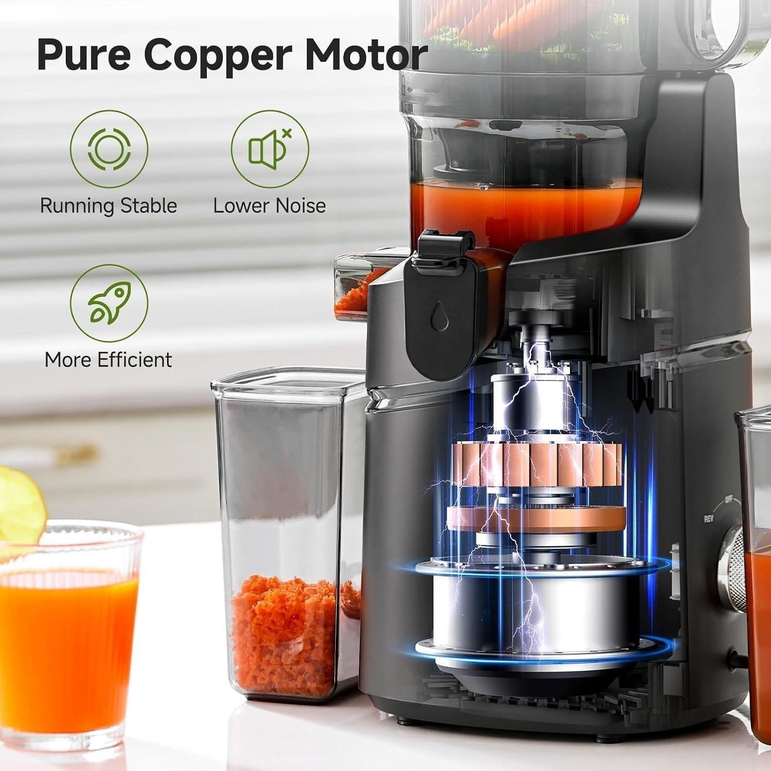 AMZCHEF 2-in-1 Cold Press Juicer — Black - photo 3