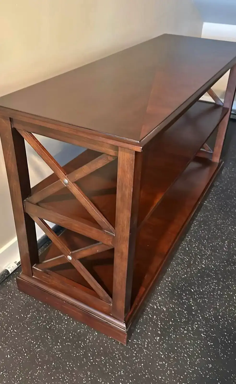 Console Table — Dark Wood, Farmhouse X-Brace, 55"