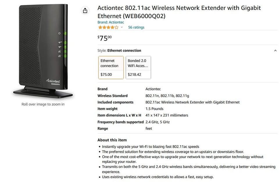 Actiontec 802.11ac Wireless Extender with Gigabit Ethernet - photo 3