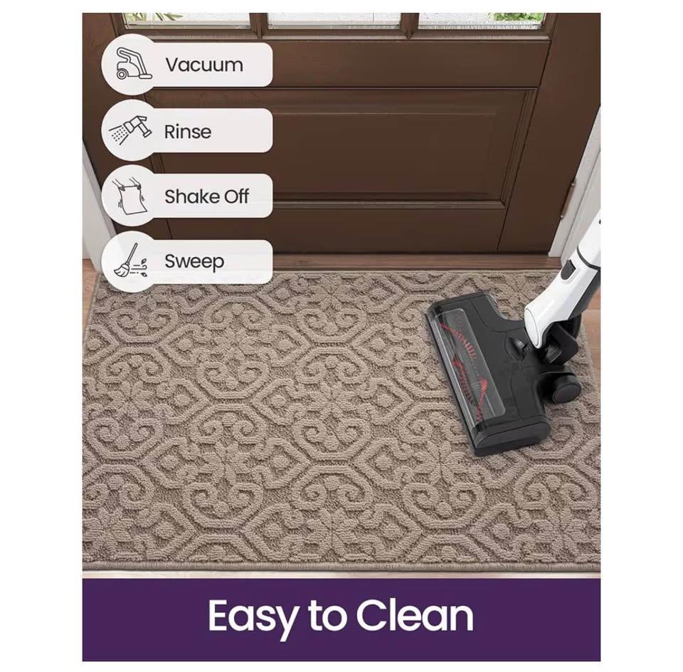 DEXI 4x6 Floral Beige Entryway Rug – Non-Slip, Washable - photo 4