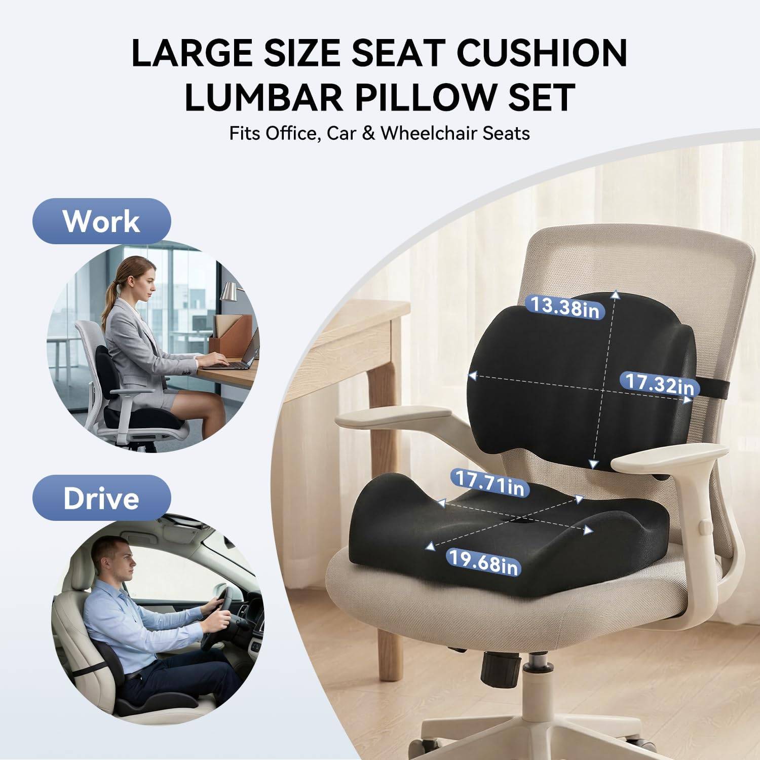 X Large Office Chair Cushion with Lumbar Support Pillow - photo 5