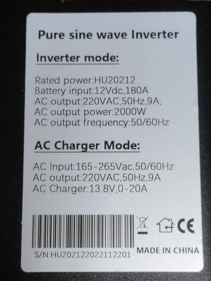 NEW Power Inverter, 2000W Pure Sine Wave, DC 12V to AC 220V - photo 4