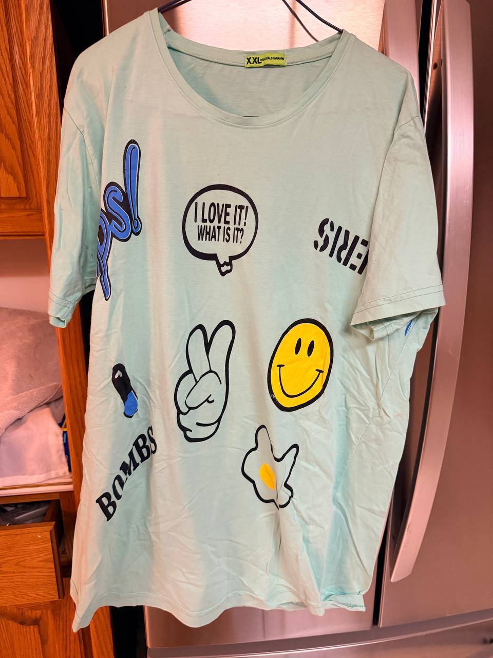 Mint Green Smiley Face Graphic T-Shirt – XXL