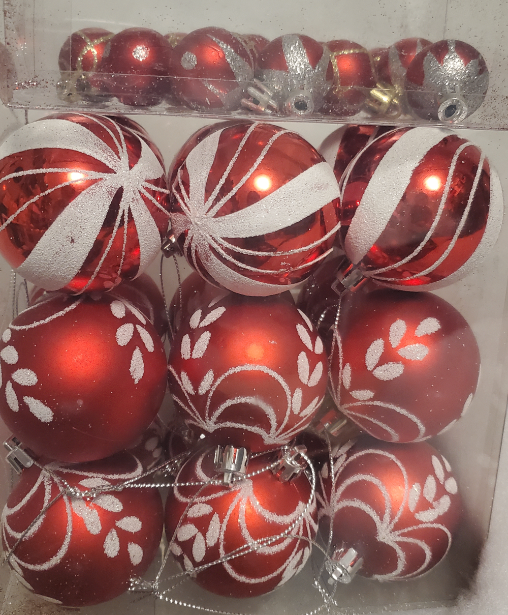 Red Christmas Ball Ornaments - 30Pcs